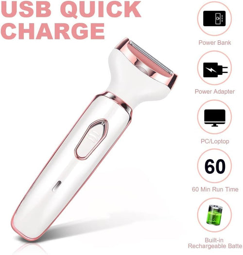 4 in 1 Electric Razor for Women, Lady Electric Shaver Hair Remover for Face Legs Nose Underarm, Portable Bikini Trimmer Wet & Dry Cordless Hair Removal Trimmer