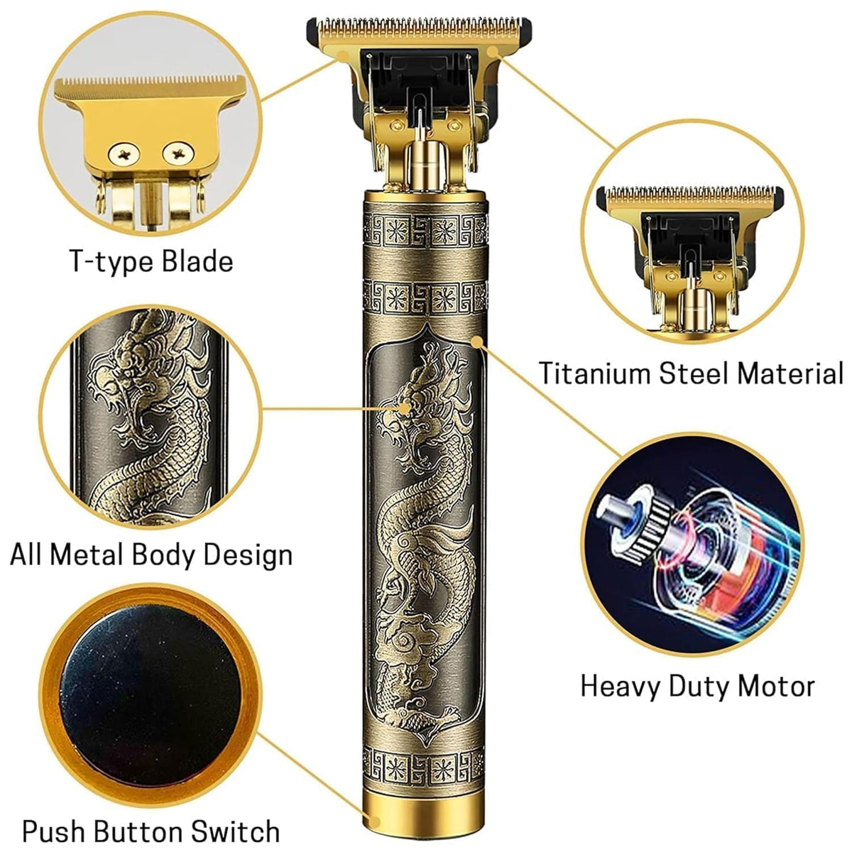 Stylish Golden USB Rechargeable Trimmer with Free Digital Watch