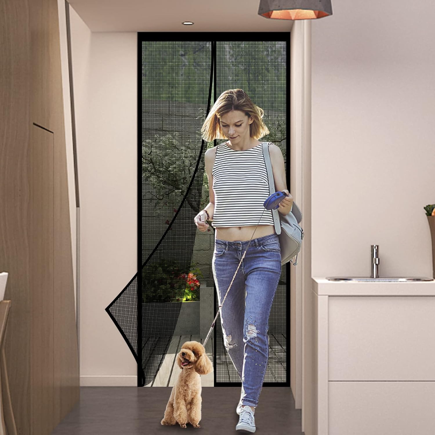 Mosquito Door Net for Auto-Closing Insect Screen/Curtain to Keep Mosquito & Flies Out, Kids & Pet Friendly (Height - 210 cm) One Size Fits all Door Type
