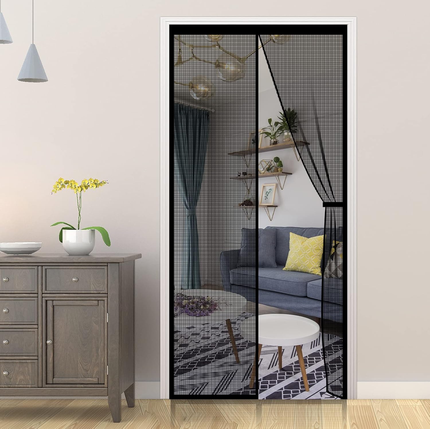 Mosquito Door Net for Auto-Closing Insect Screen/Curtain to Keep Mosquito & Flies Out, Kids & Pet Friendly (Height - 210 cm) One Size Fits all Door Type