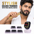 Stylish Golden USB Rechargeable Trimmer with Free Digital Watch